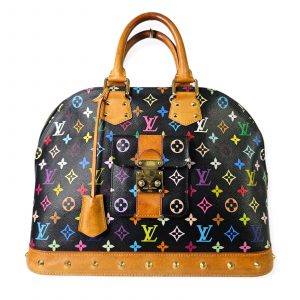 LOUIS VUITTON Alma GM Multicolor Murakami Black Large LV Tote Bag Monogram Tote