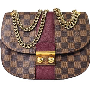 LOUIS VUITTON Wight Chain Shoulder Bag Damier Ebene 2 Way Bag Merlot Leather LV