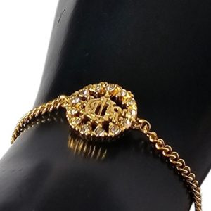 CHRISTIAN DIOR Gold Plated Tone Bracelet Chain Rhinestone Lobster Clasp 7-7.25
