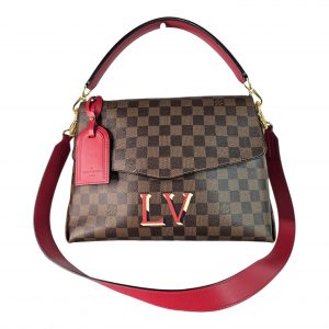 LOUIS VUITTON Beaubourg MM Damier Ebene Red Leather 2 Way Shoulder Strap Bag LV