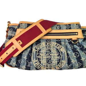 LOUIS VUITTON Denim Raye Porte Epaule MM Shoulder Bag Blue LV Monogram Stripe