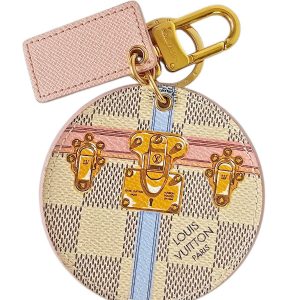 LOUIS VUITTON Azur Summer Trunks Charm Key Ring Bag Accessory Gold Pink Monogram
