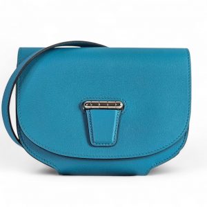 HERMES Swift Mini Convoyeur Bag Teal Blue Leather Shoulder Crossbody Bag Small