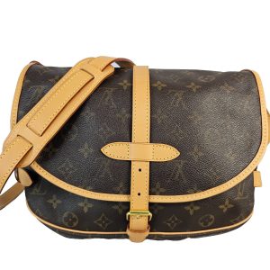 LOUIS VUITTON Saumur 30 Crossbody Shoulder Bag Monogram Leather LV Unisex EUC