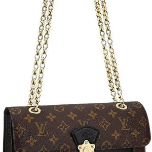 LOUIS VUITTON Victoire Chain Shoulder 3 Way Monogram Black Leather Bag EUC