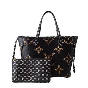 LOUIS VUITTON NEVERFULL MM Limited Edtn Dual-Tone Leopard Monogram Giant Tote