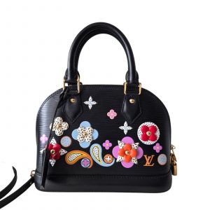 LOUIS VUITTON Alma BB Blooms Floral Crossbody Shoulder Bag Black Epi Multicolor